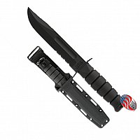 KB1214,Ka-Bar,Black Fighting, pevný nůž s pouzdrem, kombinované ostří